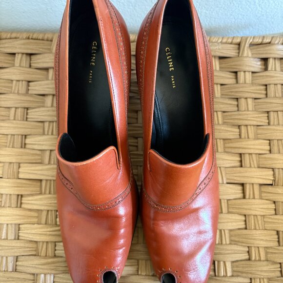 Old Celine Brown Leather Peep Toe Pump 80 Heel Shoes Size EU 40 Phoebe Philo - Picture 7 of 7